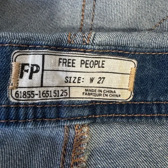 Free People Women's Button Front Blue Denim Overalls Sz 27 - Picture 11 of 13